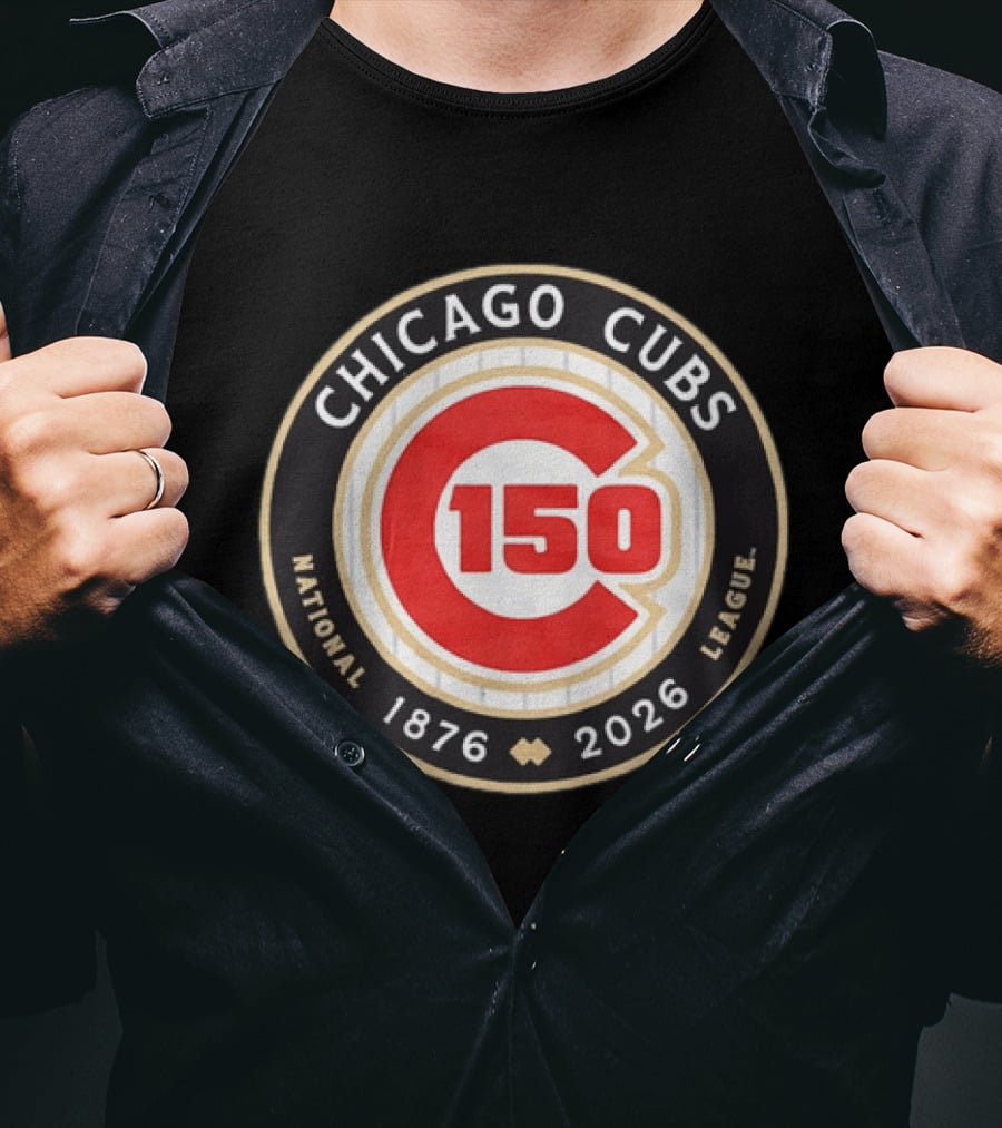 Chicago Cubs National League 150th Anniversary 1876 2026 Pinstripes T-Shirt