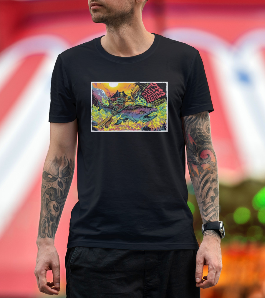 Dirty Heads Aug 13 2026 Skeleton Pirate Riding Fish White River Amphitheatre Auburn WA T-Shirt