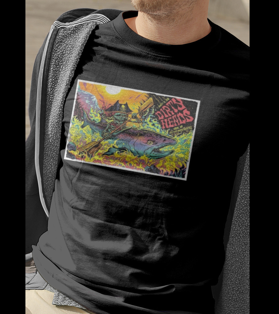 Dirty Heads Aug 13 2026 Skeleton Pirate Riding Fish White River Amphitheatre Auburn WA T-Shirt