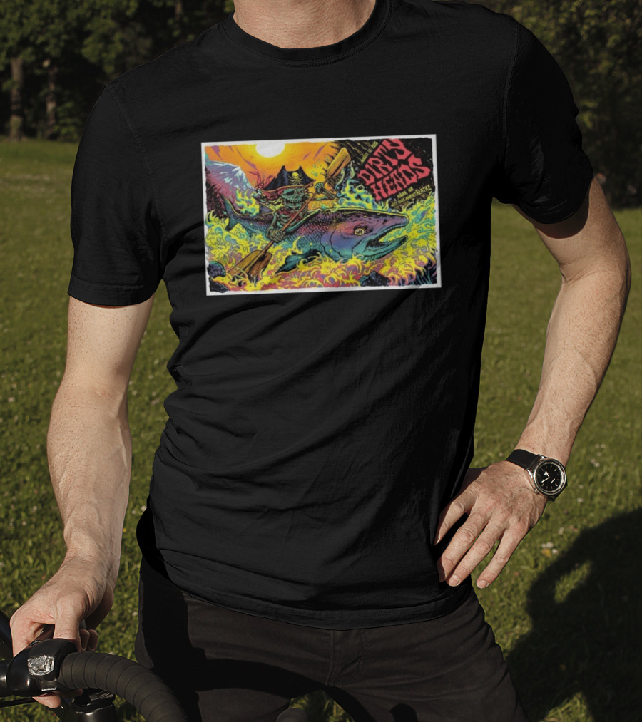 Dirty Heads Aug 13 2026 Skeleton Pirate Riding Fish White River Amphitheatre Auburn WA T-Shirt