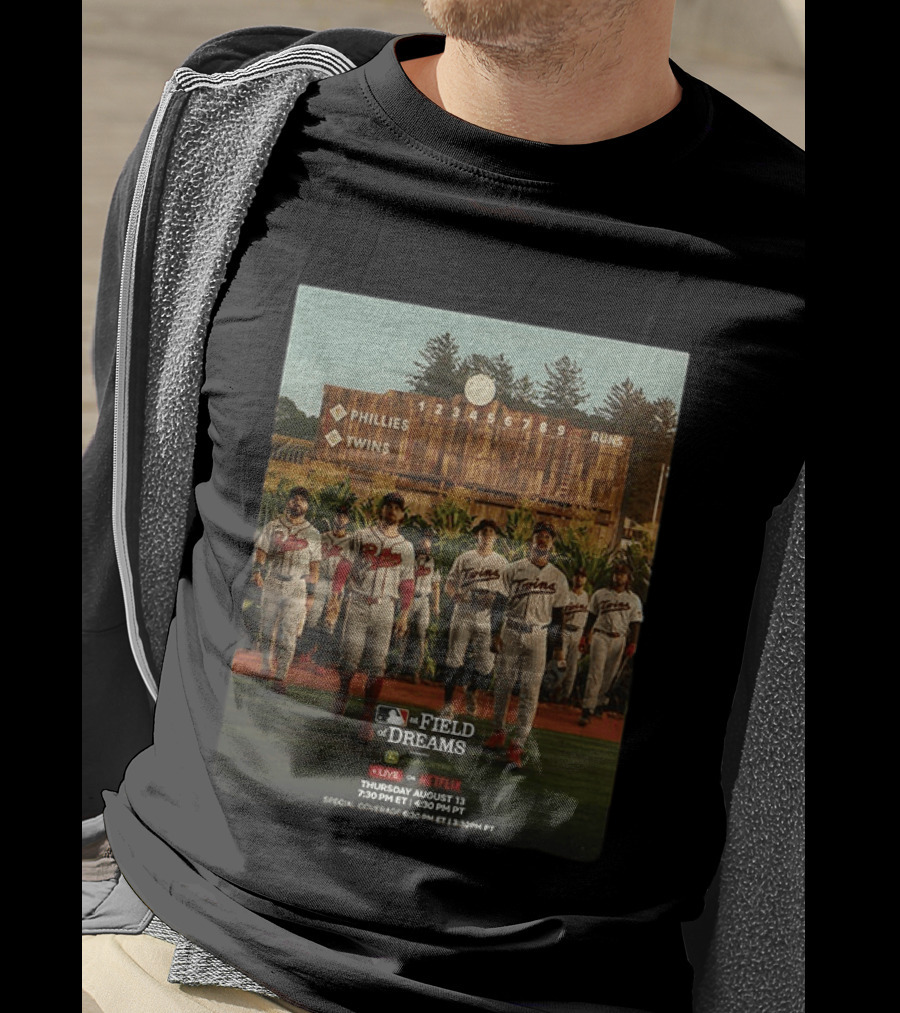 Phillies Vs Twins On Field Of Dreams Game Netflix Event August 13 Baseball Teams T-Shirt