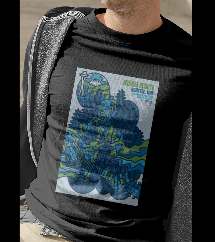 Jason Isbell Seattle WA Woodland Park Zoo August 13 2026 Concert With Space Needle And Mt Rainier T-Shirt