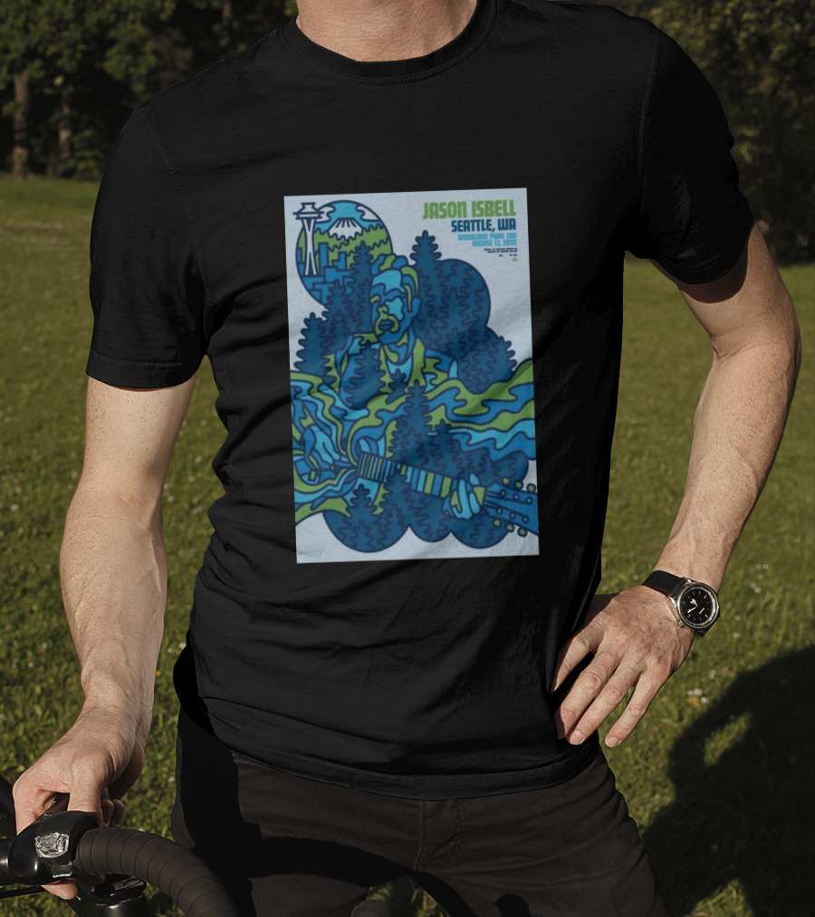 Jason Isbell Seattle WA Woodland Park Zoo August 13 2026 Concert With Space Needle And Mt Rainier T-Shirt