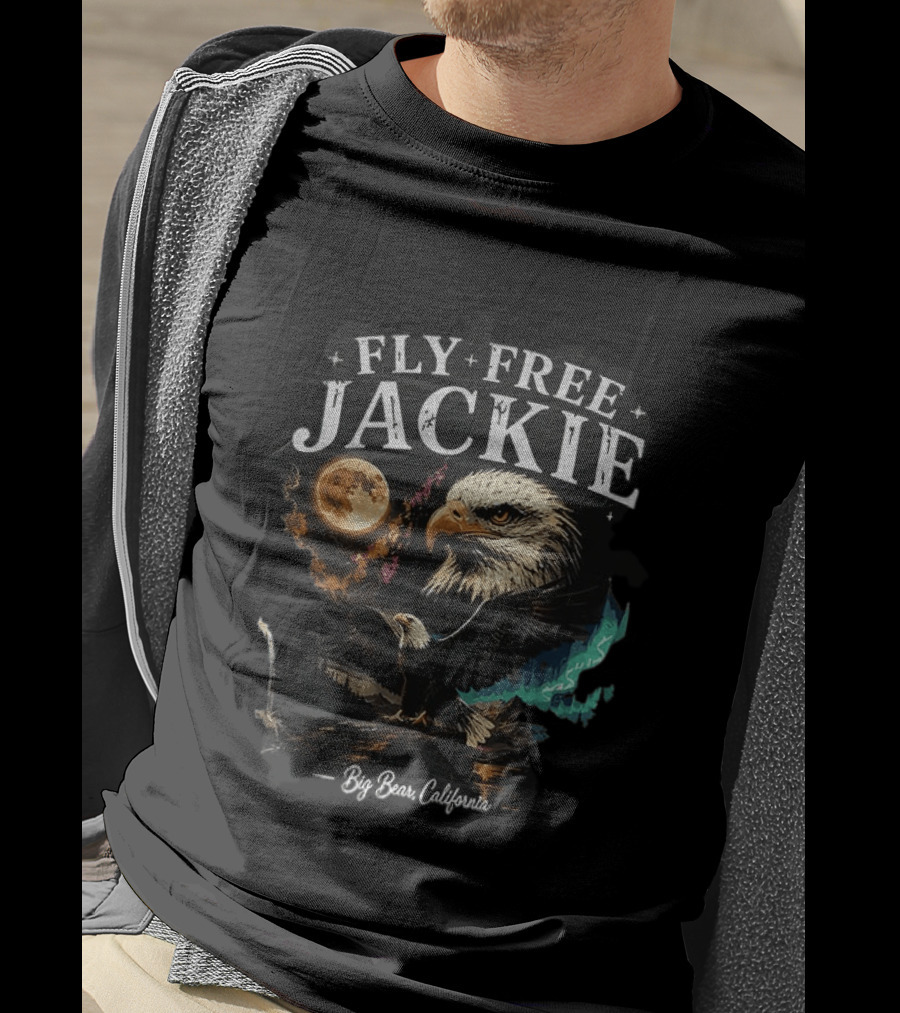 Fly Free Jackie Eagle Moon Big Bear California T-Shirt