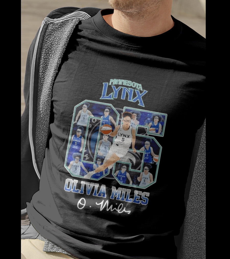 Minnesota Lynx Olivia Miles No 5 WNBA Collage T-Shirt