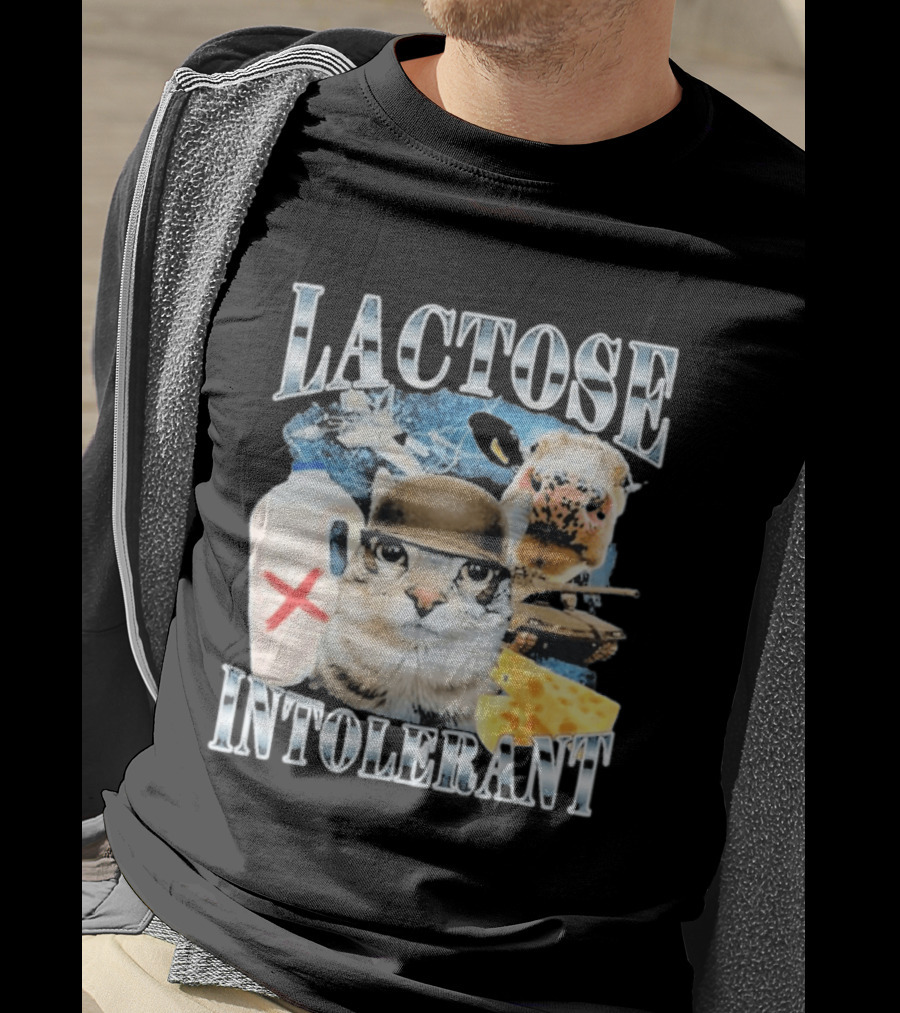Lactose Intolerant Cat Cheese Cow Milk Jug T-Shirt