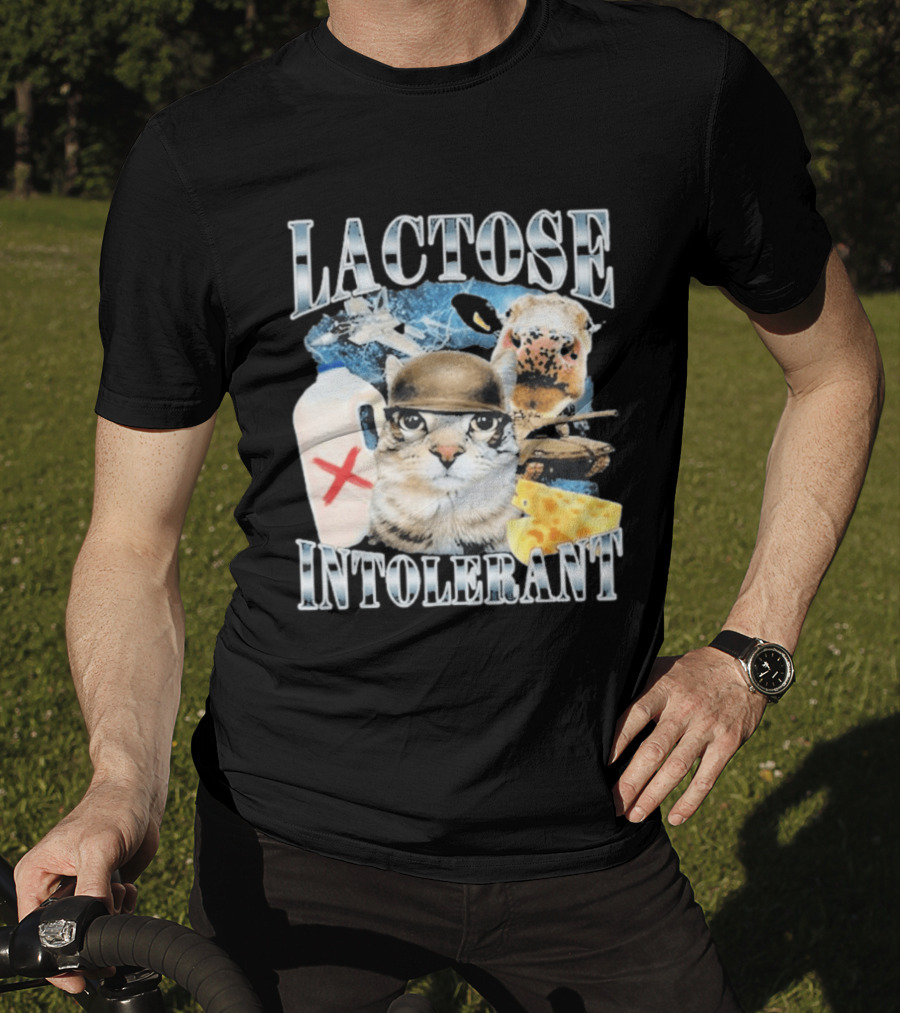 Lactose Intolerant Cat Cheese Cow Milk Jug T-Shirt