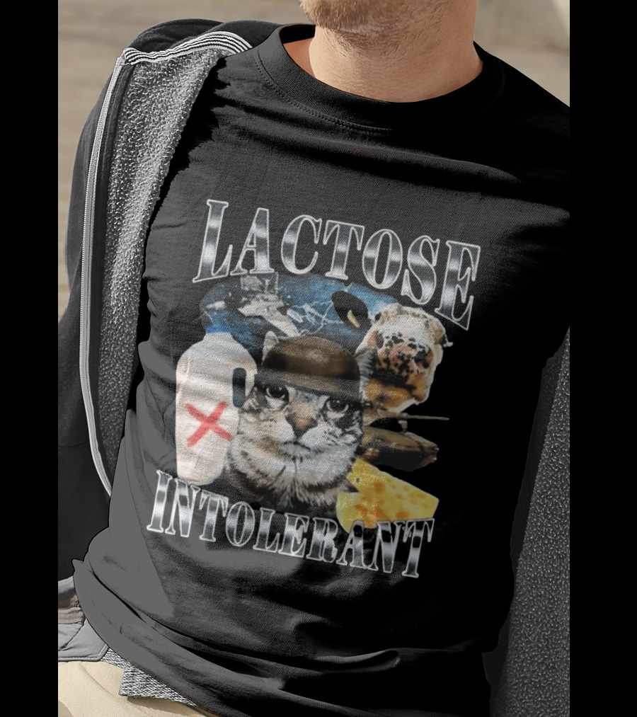Lactose Tolerant Funny Cat Cheese Milk Jug Helmet Dog Spaceship T-Shirt