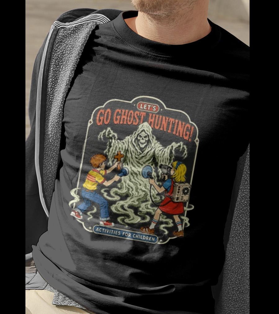 Let's Go Ghost Hunting Activities For Children With Scary Ghoul And Kids T-Shirt