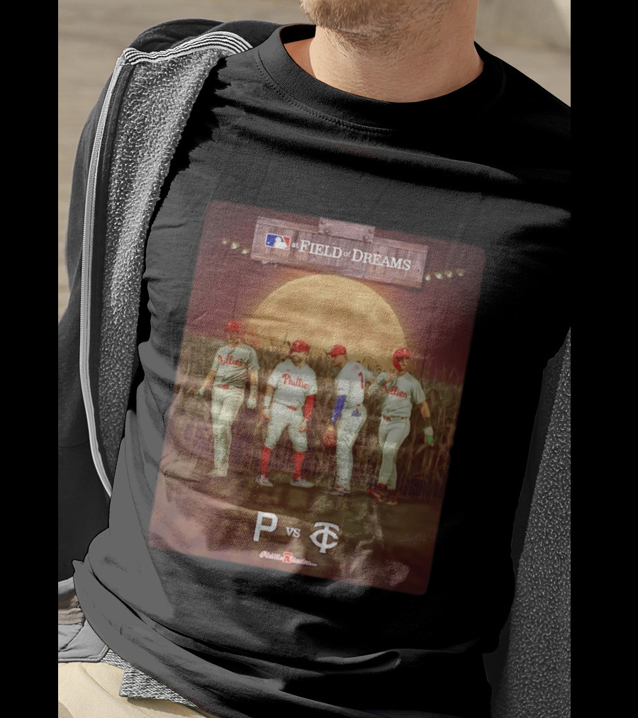 MLB At Field Of Dreams Philadelphia Phillies Vs Minnesota Twins 2026 Moonlit Cornfield Scene T-Shirt
