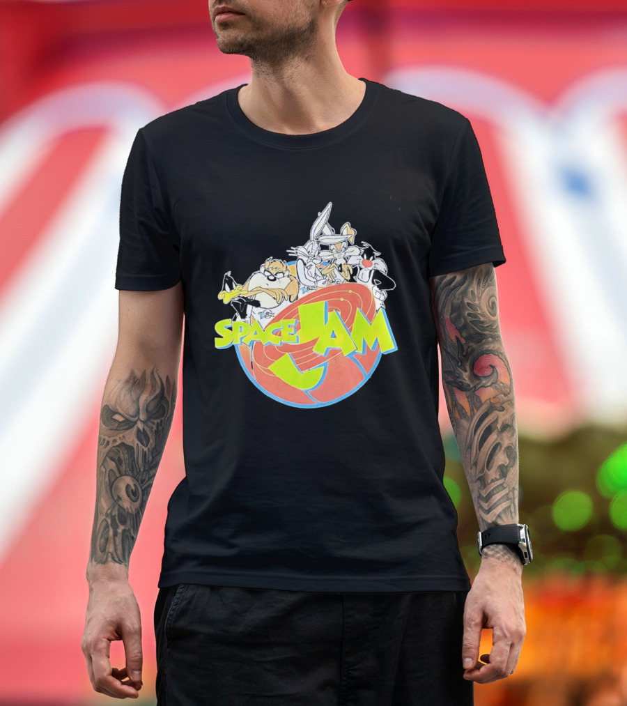 Space Jam Looney Tunes Characters Dynamic Pose T-Shirt