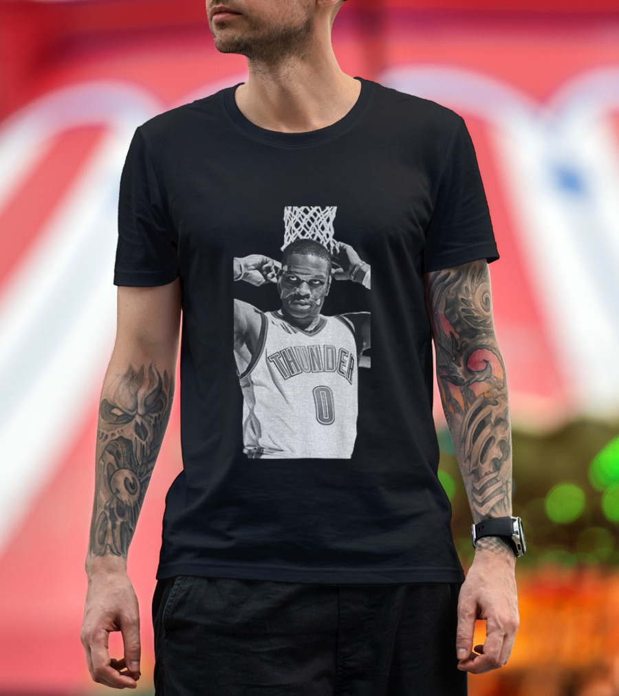 Russell Westbrook Masked OKC Thunder Basketball Legend Iconic Number 0 T-Shirt