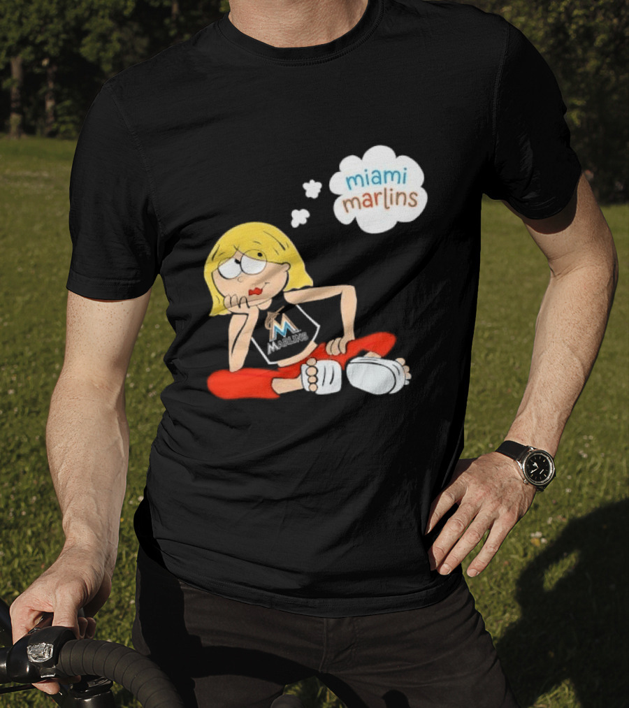 Miami Marlins MLB Cartoon Lizzie McGuire Blonde Girl Fan T-Shirt