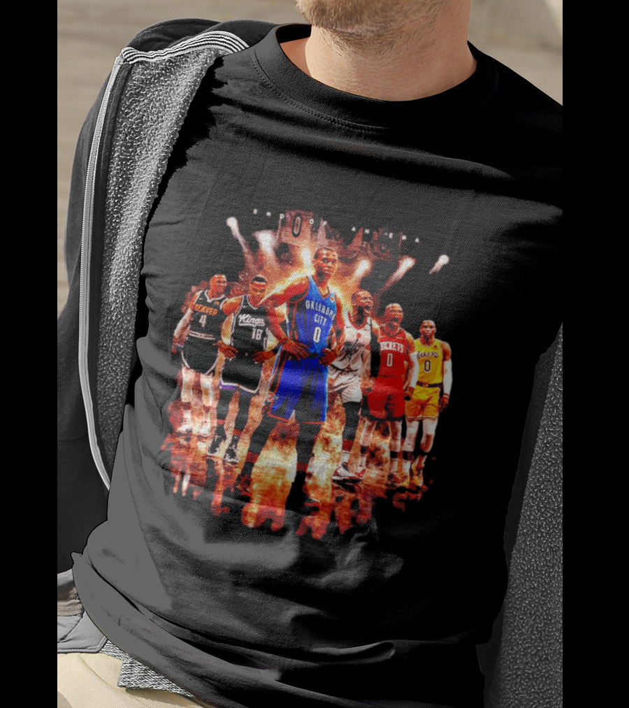 Russell Westbrook Oklahoma City NBA Career Retrospective With Team Jerseys T-Shirt