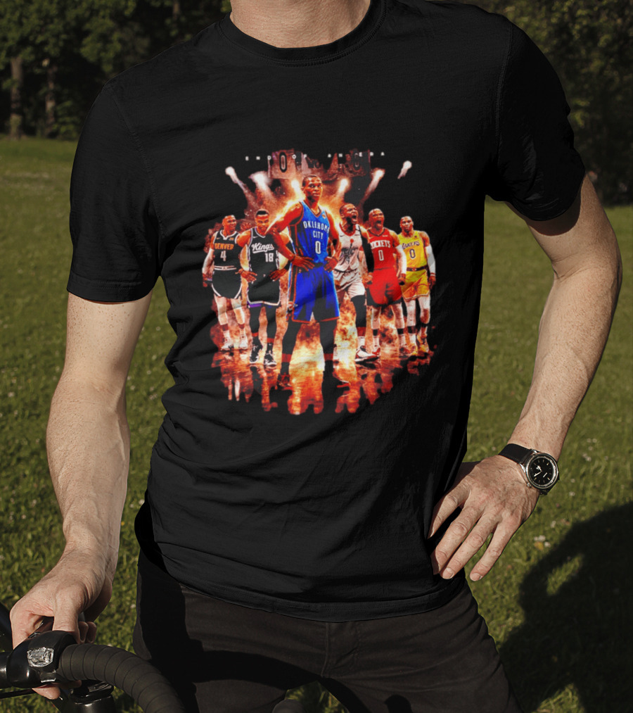 Russell Westbrook Oklahoma City NBA Career Retrospective With Team Jerseys T-Shirt