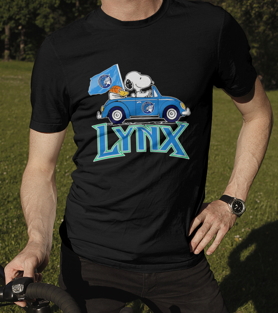 Minnesota Lynx Snoopy Driving Beetle Car With Team Flag T-Shirt