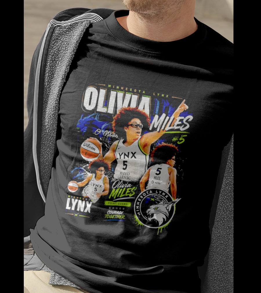 Minnesota Lynx Olivia Miles Number 5 Courage Together Basketball Player T-Shirt