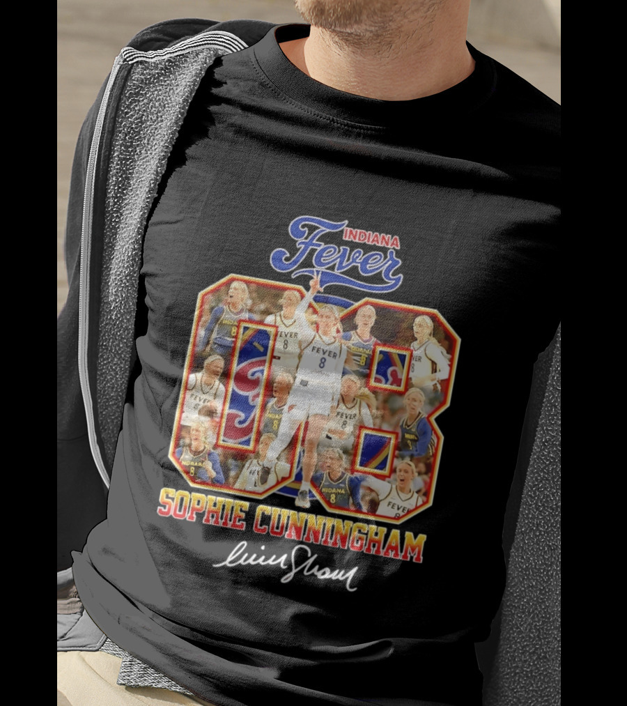 Indiana Fever Sophie Cunningham No 8 Collage WNBA T-Shirt