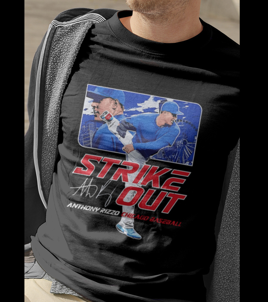 Strike Out Anthony Rizzo Chicago Baseball Pitcher Ferris Wheel Skyline T-Shirt