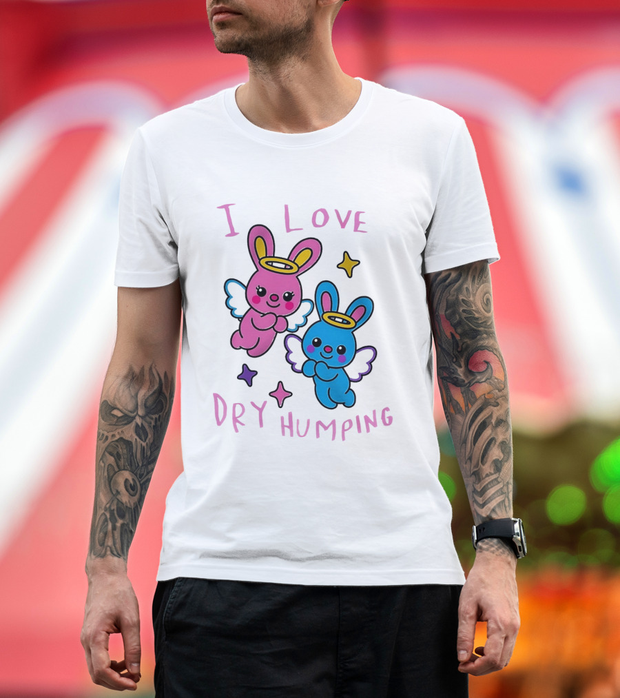 Angel Bunnies I Love Dry Humping Funny Cartoon Characters T-Shirt