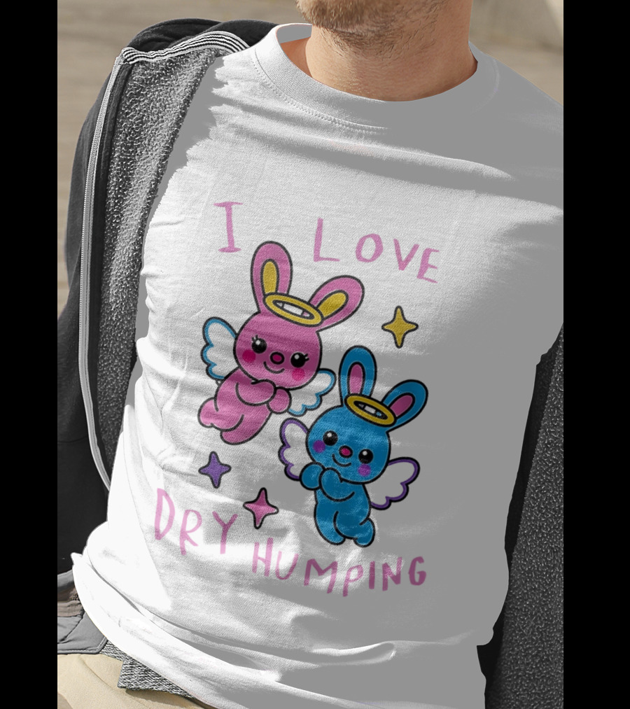 Angel Bunnies I Love Dry Humping Funny Cartoon Characters T-Shirt