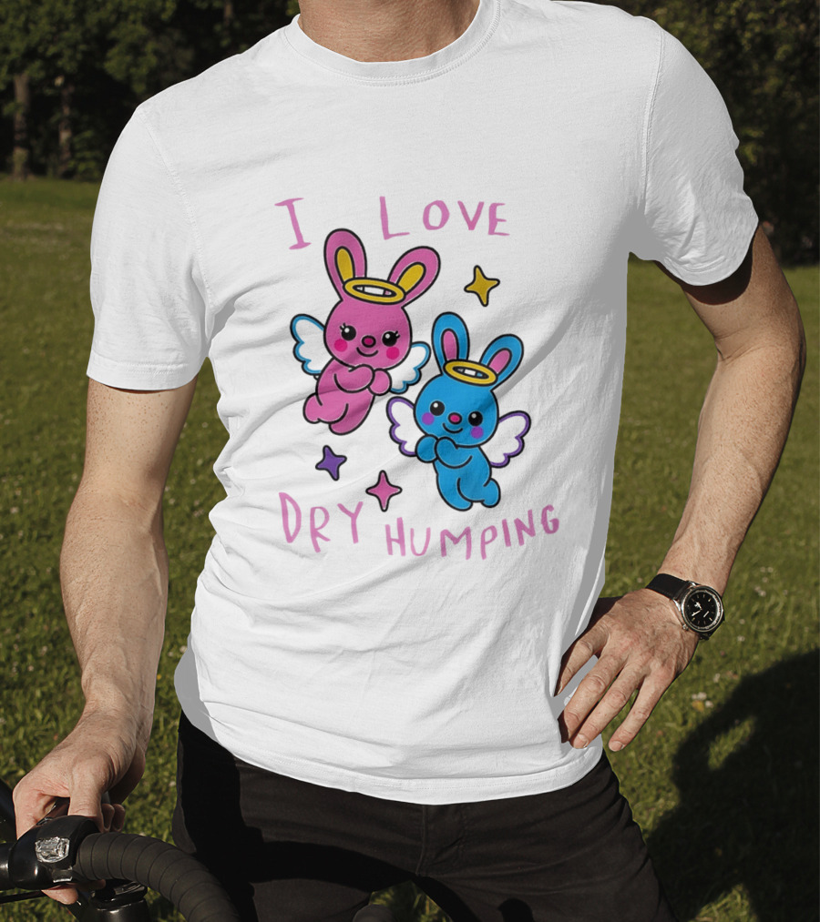 Angel Bunnies I Love Dry Humping Funny Cartoon Characters T-Shirt