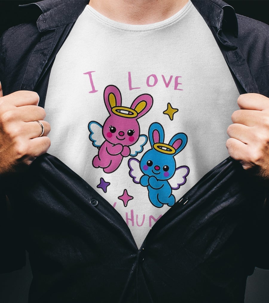 Angel Bunnies I Love Dry Humping Funny Cartoon Characters T-Shirt