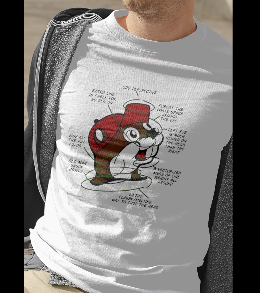 Buc Ee's Odd Perspective Extra Line Vectorized Mess Critique T-Shirt