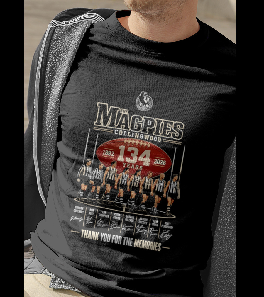 The Magpies Collingwood 1892 2026 134 Years Thank You For The Memories T-Shirt