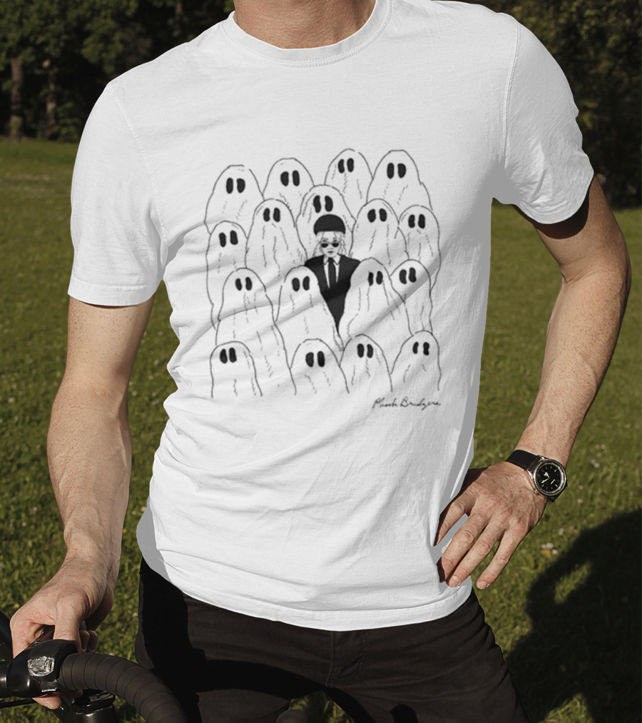 Phoebe Bridgers Ghost Pattern Sketch Black And White Ghosts T-Shirt