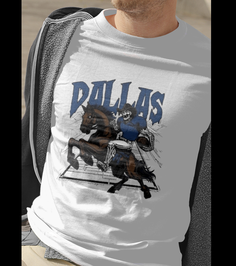 Dallas Cowboy Skeleton Riding Horse Playing Football T-Shirt