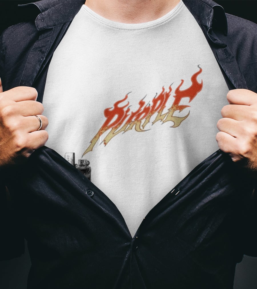 Purple Light My Fire Flame Zippo T-Shirt