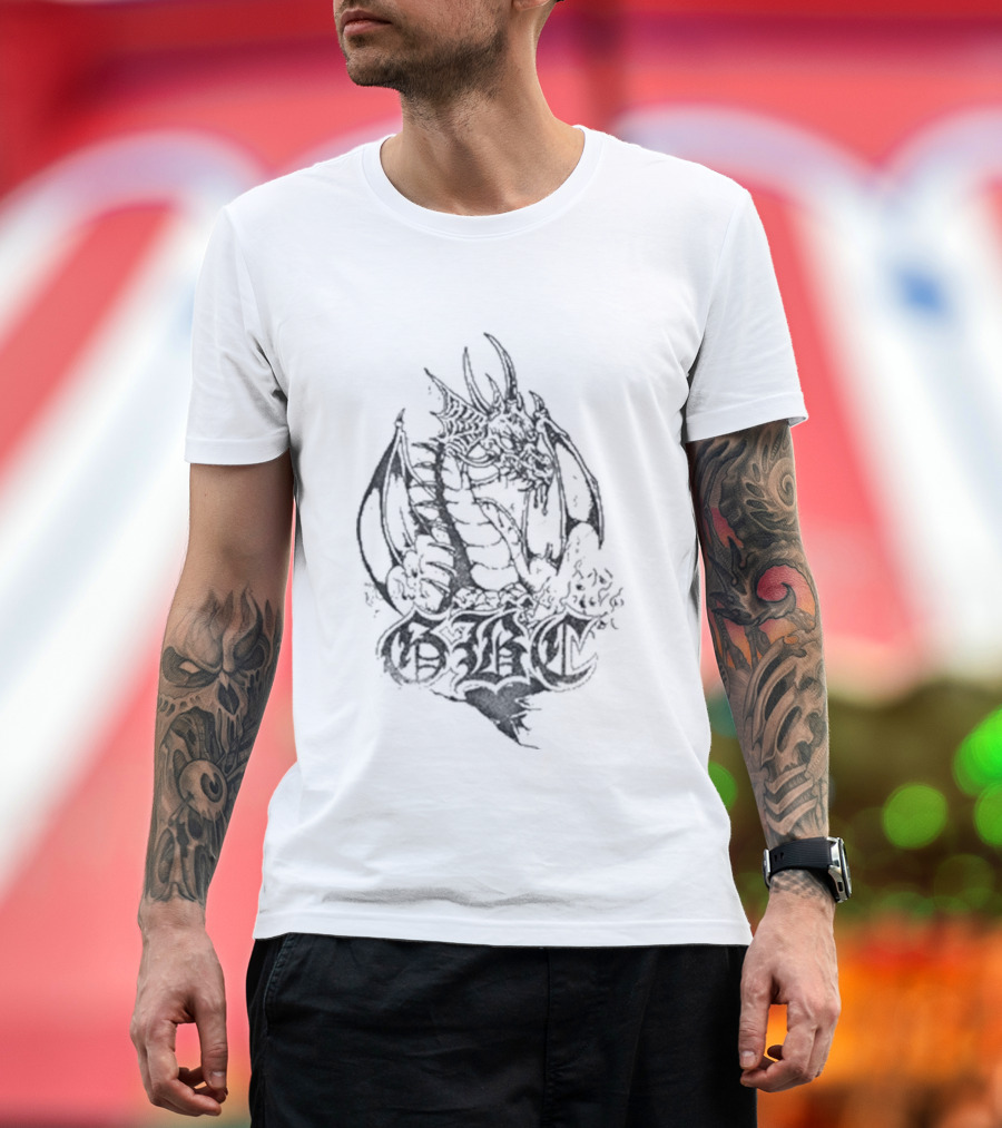 Goth Boi Clique Skull Dragon Artwork With Gothic Letters And Mythical Creature T-Shirt