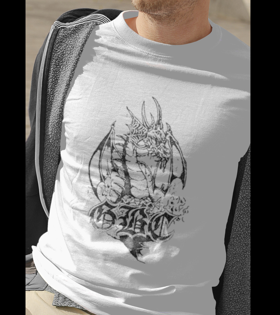 Goth Boi Clique Skull Dragon Artwork With Gothic Letters And Mythical Creature T-Shirt