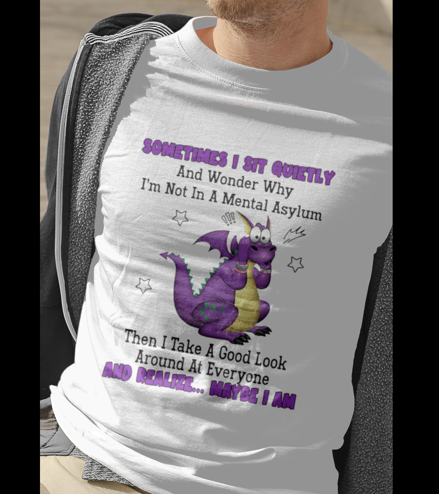 Sometimes I Sit Quietly Wonder Why I'm Not In A Mental Asylum Dragon Realize Maybe I Am T-Shirt