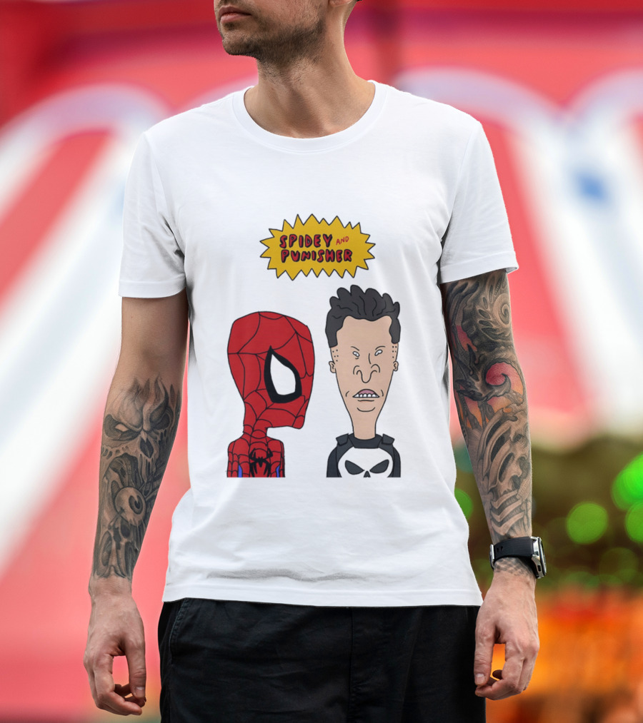 Beavis And Butt Head Spider Man Punisher Parody Marvel Mashup T-Shirt