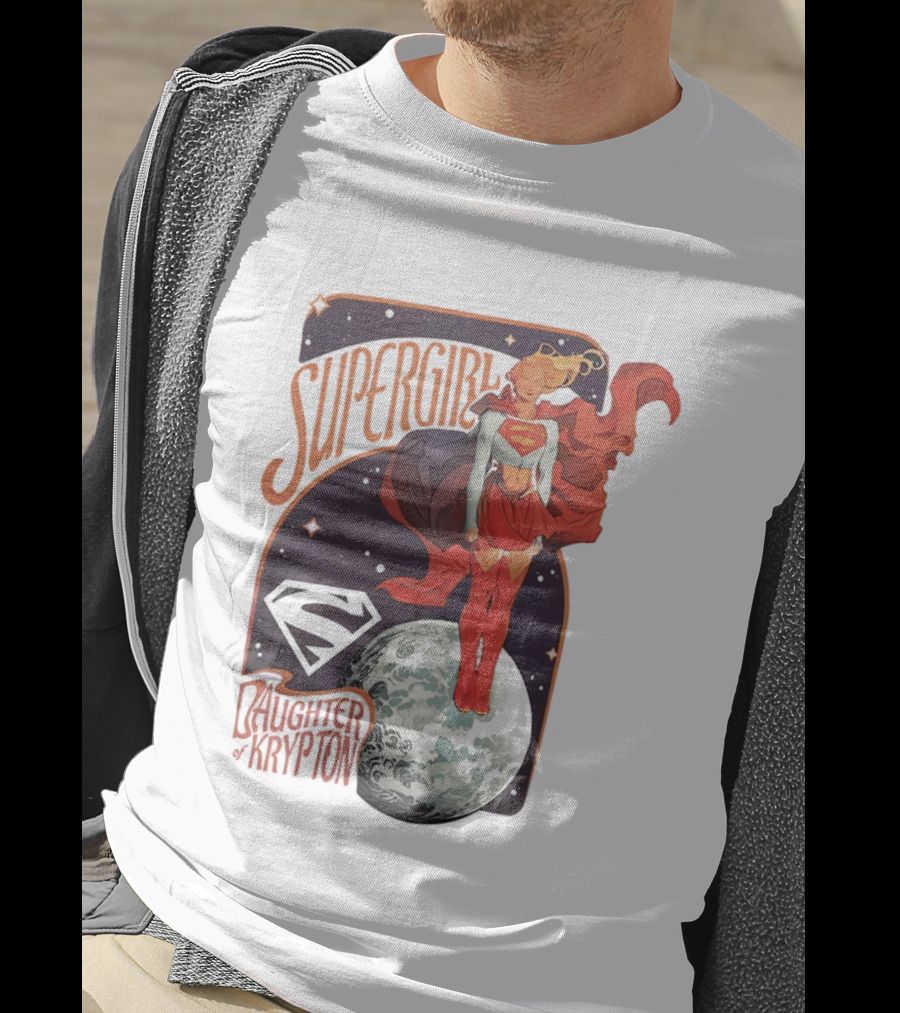 Supergirl Daughter Of Krypton DC Comic Style Superhero Logo Moon Scene T-Shirt