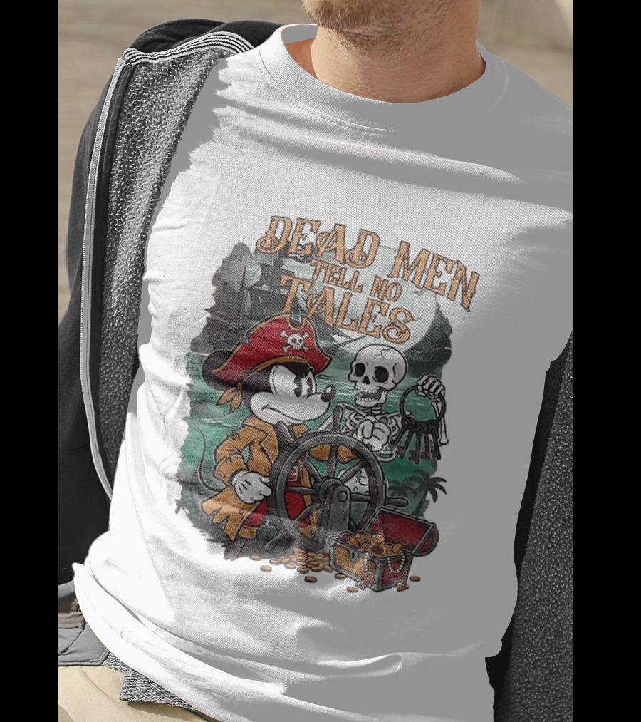 Mickey Mouse Pirate Skeleton Dead Men Tell No Tales Halloween Fantasy Adventure T-Shirt