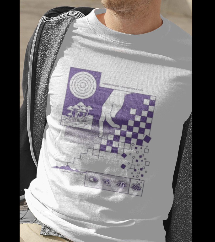 Modest Mouse An Eraser And A Maze Album Artwork Purple Checkerboard T-Shirt