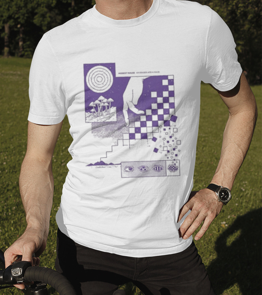 Modest Mouse An Eraser And A Maze Album Artwork Purple Checkerboard T-Shirt