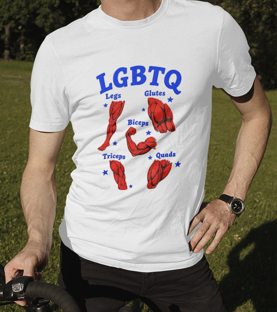 LGBTQ Muscular Anatomical Legs Glutes Biceps Triceps Quads Workout T-Shirt