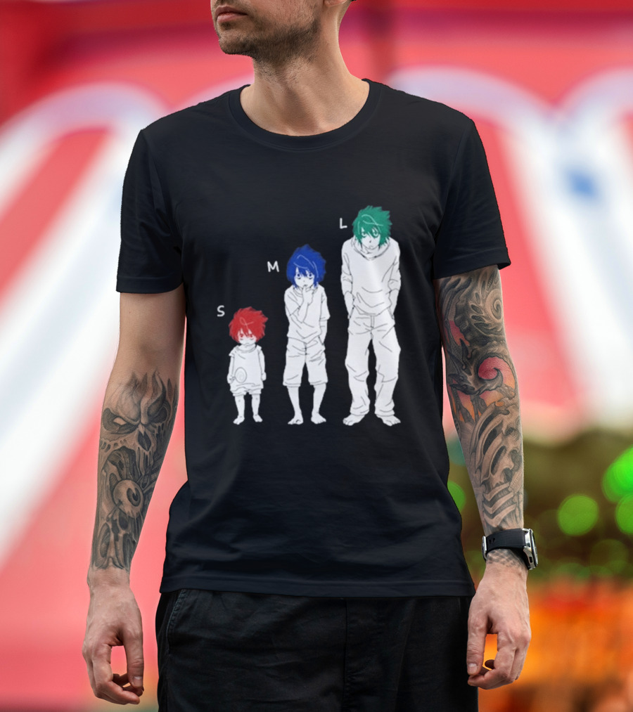 Anime Death Note L Character Evolution Sizes S M L T-Shirt