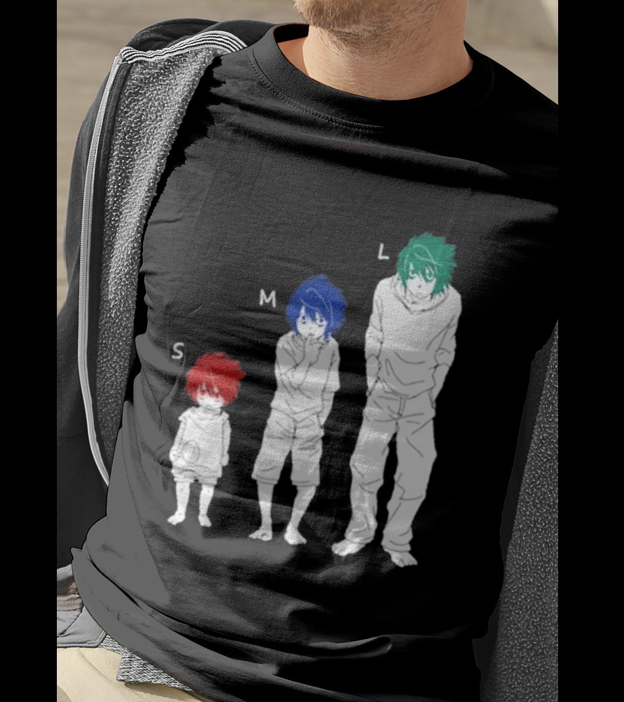 Anime Death Note L Character Evolution Sizes S M L T-Shirt