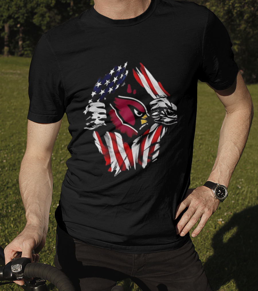 Arizona Cardinals American Flag Bald Eagle Skull Super Man T-Shirt