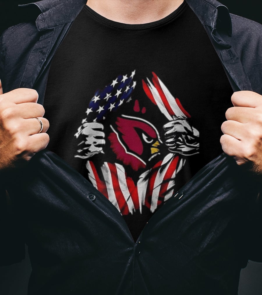 Arizona Cardinals American Flag Bald Eagle Skull Super Man T-Shirt