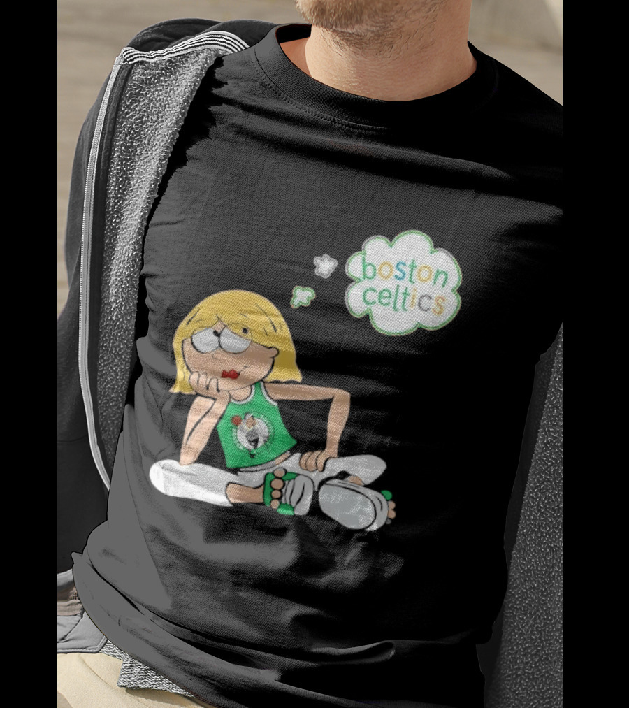 Boston Celtics NBA Cartoon Girl Sitting Thought Bubble T-Shirt