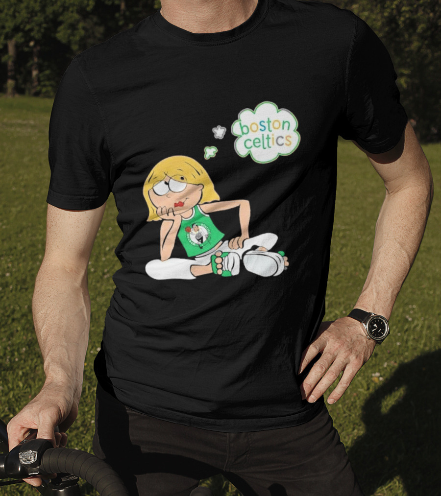 Boston Celtics NBA Cartoon Girl Sitting Thought Bubble T-Shirt