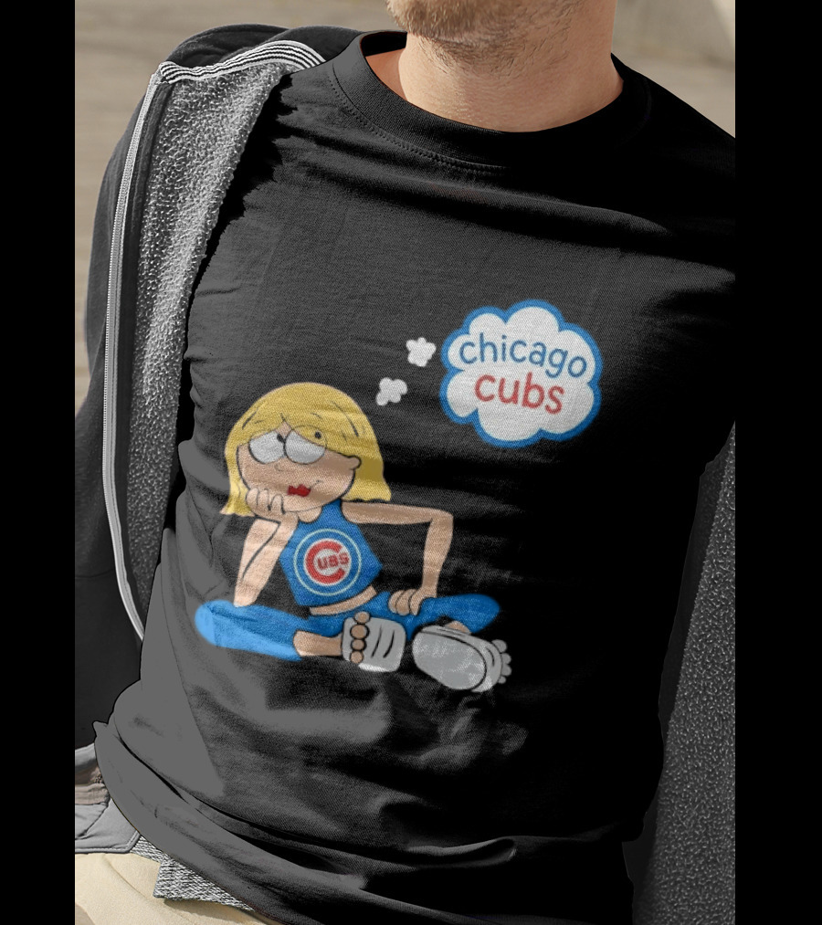 Chicago Cubs MLB Blonde Cartoon Girl Sitting Thought Bubble T-Shirt