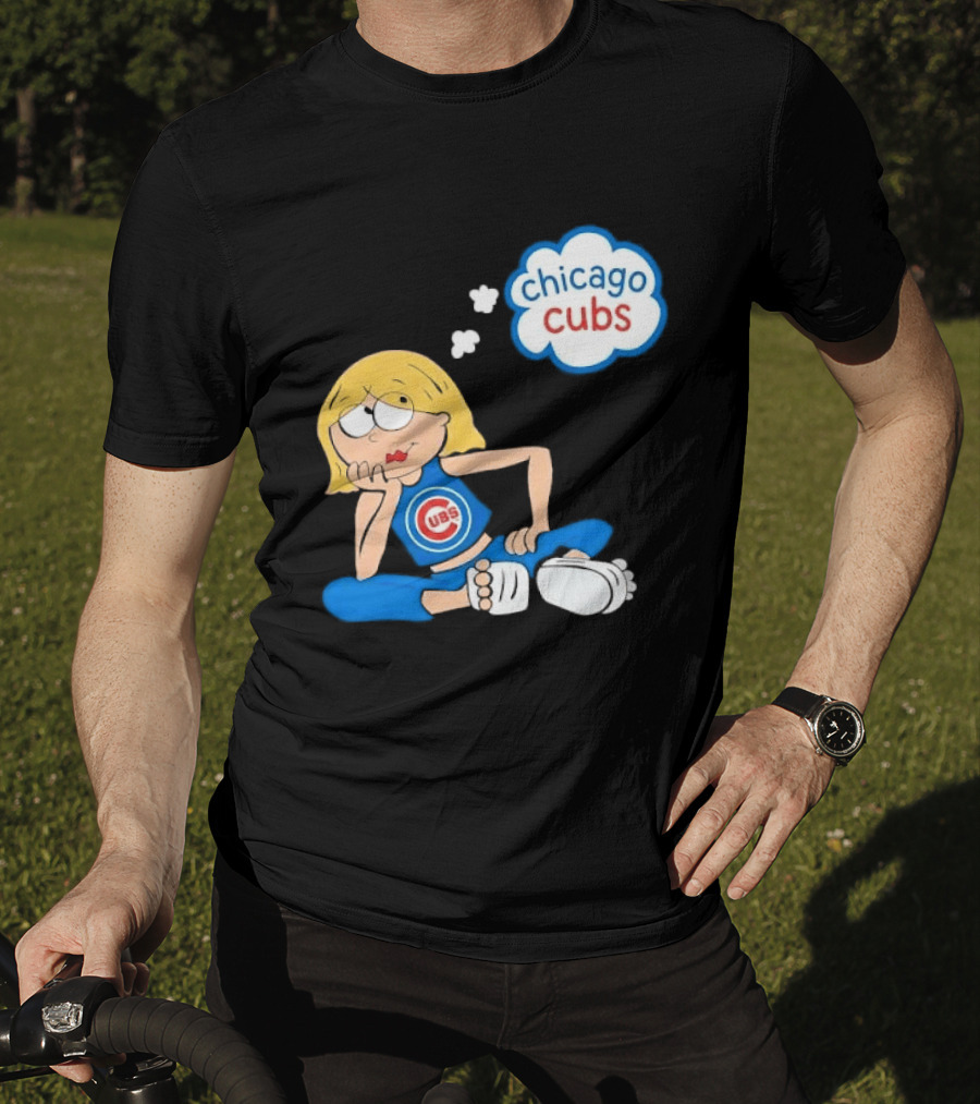 Chicago Cubs MLB Blonde Cartoon Girl Sitting Thought Bubble T-Shirt