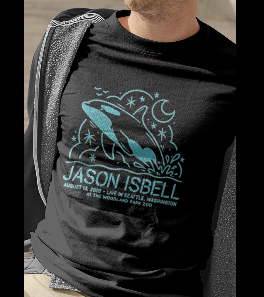 Jason Isbell Aug 13 2026 Seattle Woodland Park Zoo Whale Moon Stars T-Shirt